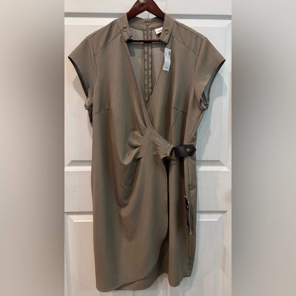 Avenue Olive Green Wrap Midi Dress